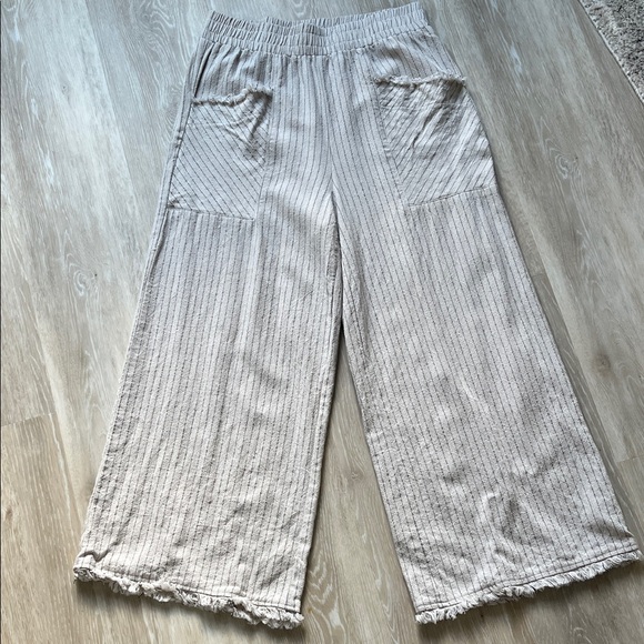 Porter St. Pants - Women's Wide-Leg Striped Lounge Pants - Light Beige